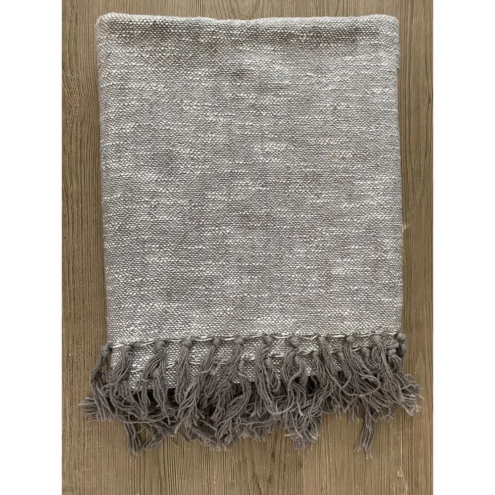 Threshold Darker Taupe Fringed Edge Throw Blanket